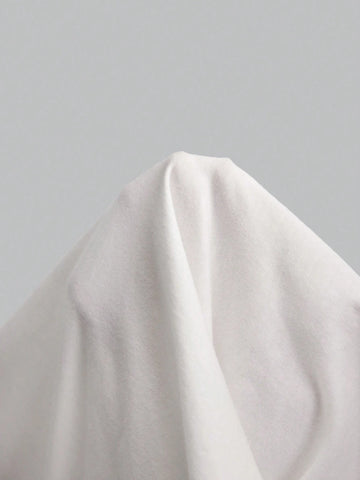 Women's Solid Color Round Neck Drop Shoulder Short Sleeve Drawstring Waist Casual T-Shirt, White