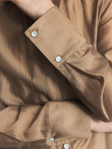 Ontre Women's Spring/Summer Casual Solid Color Long Sleeve Casual Shirt