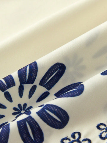 Young Girl Floral Embroidery Casual Skater Dress