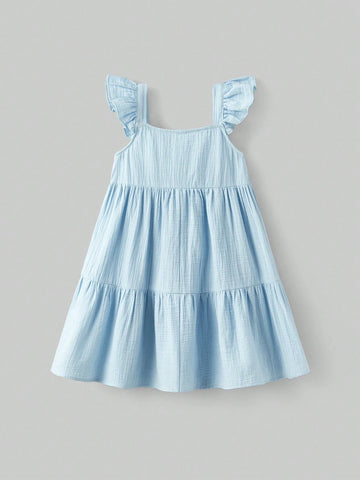 Young Girl Loose Casual Contrast Lace Cap Sleeve Cute Dress