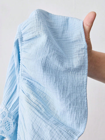 Young Girl Loose Casual Contrast Lace Cap Sleeve Cute Dress