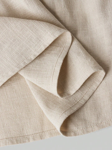 Young Girl Loose Casual Hollow Out Puff Sleeve Ruffle Hem Dress