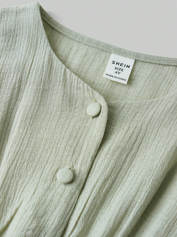 Young Girl Loose Casual Round Neck Short Sleeve Dress