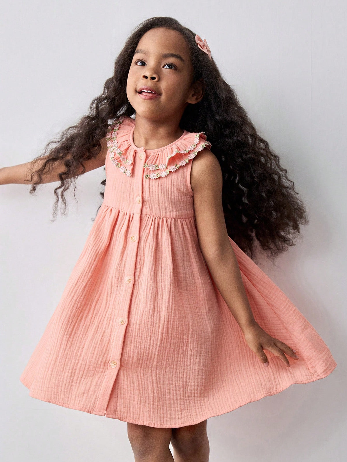 Young Girl Loose Casual Ruffle Collar Dress