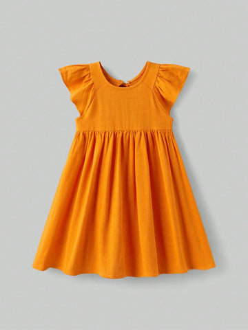 Young Girl Loose Casual Ruffle Hem Hollow Back Short Dress