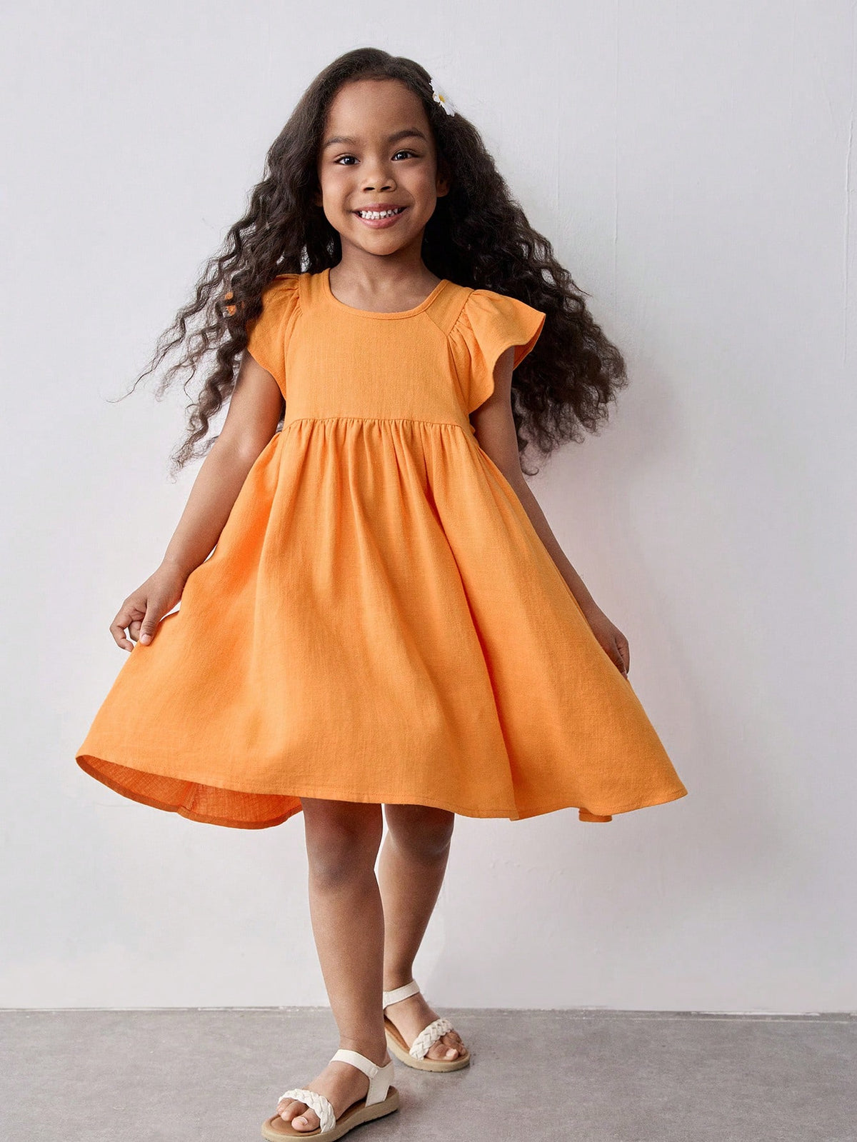 Young Girl Loose Casual Ruffle Hem Hollow Back Short Dress