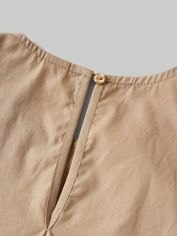 Young Girl Loose Leisure Puff Sleeve Bow Decor Dress