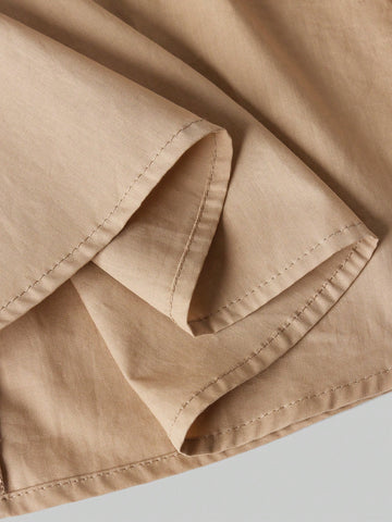 Young Girl Loose Leisure Puff Sleeve Bow Decor Dress