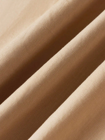 Young Girl Loose Leisure Puff Sleeve Bow Decor Dress