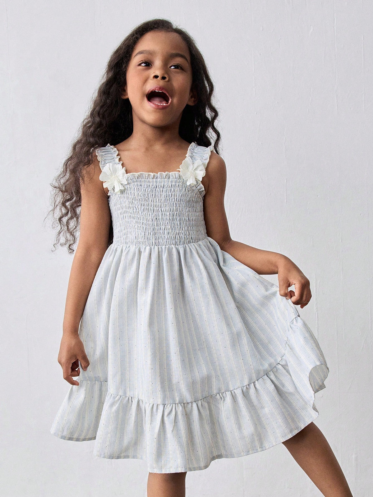 Young Girls' Loose Casual Ruffle Hem Dress