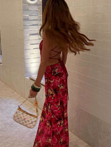 Opulessa Knit Mesh Floral Print Mermaid Hem Women Skirt Success