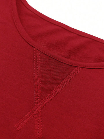 Oversized Women's Neckline Crossed Design Round Neck, Dropped Shoulder Long Sleeve Casual Loose Sweatshirt Dress