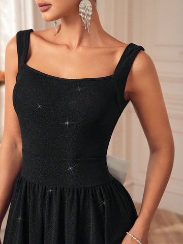 Oxana Designer Women's Black Rhinestone Velvet Ruffle White Oversized Bow Girly Mini Dress