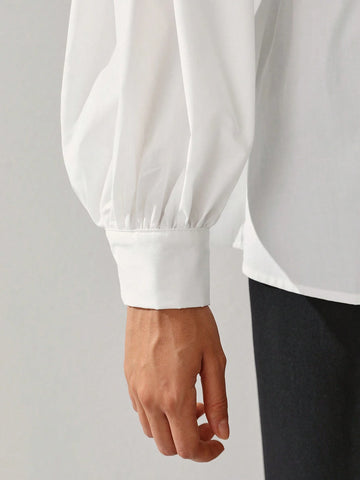 Oxana Women'S White Cotton Peplum Blouse With Balloon Sleeves And Front Bow Closure