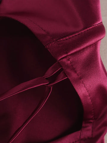 PARTHEA Crisscross Backless Mermaid Hem Satin Bridesmaid Dress