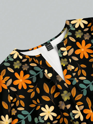 Floral Elegant Casual Minimalist Women Blouse, Suitable For Winter Wear