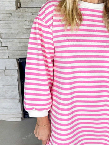 PINK STRIPE POCKETED SHIFT DRESS
