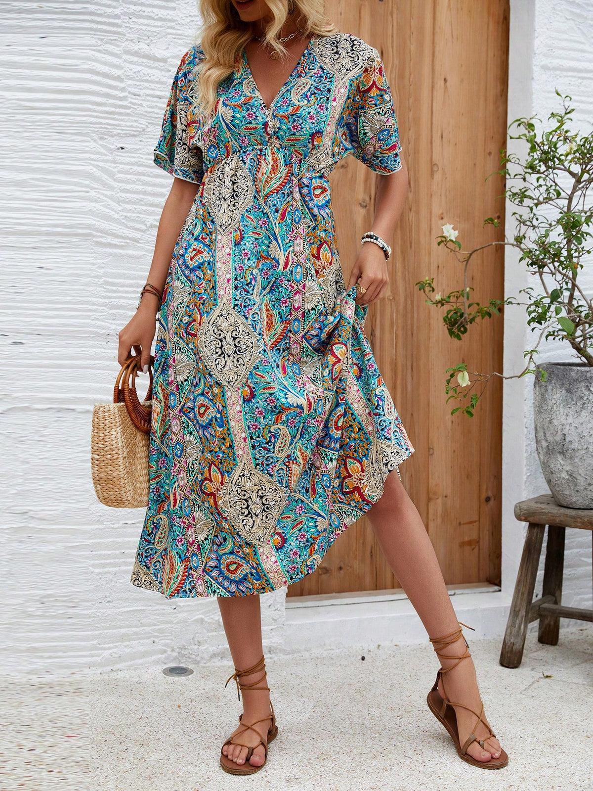 Paisley Floral Printed Dress