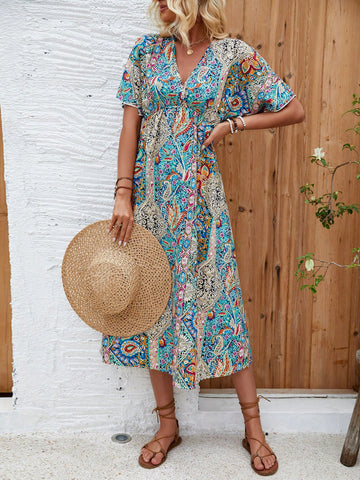 Paisley Floral Printed Dress