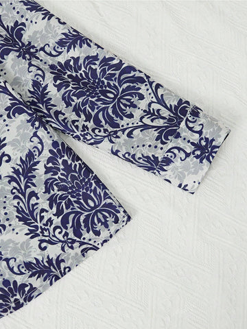 Paisley Print Long Sleeve Shirt - Women's Casual Lapel Button Front Shirt, Loose Fit, Soft Fabric, Spring/Autumn