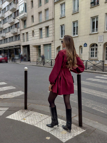 Pariaura Women's Solid Color Long Sleeve Single-Breasted Casual Short Dress