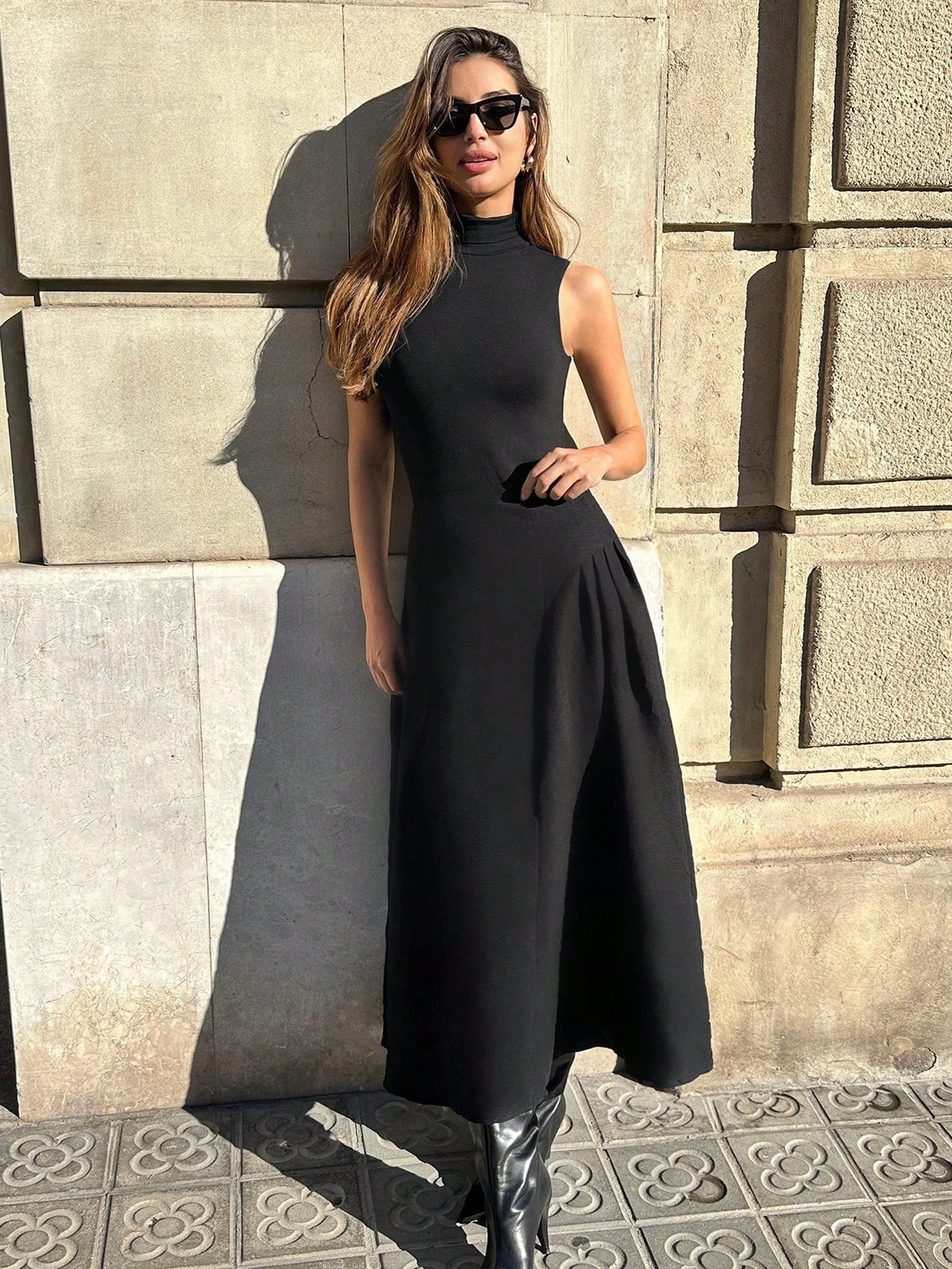 Pariaura Women's Solid Color Pleated Minimalist Skirt, Casual & Holiday