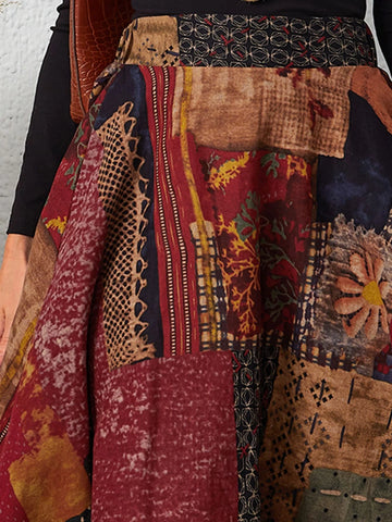 Patchwork High Waist Skirt