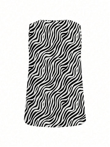 Women's Minimalist High-End Business Elegant Zebra Print Sleeveless Blouse