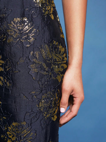 Pearl Moon Gold Floral Print Tube Jumpsuit