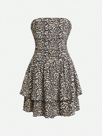 Personality Sweet & Stylish American Leopard Print Tube Dress