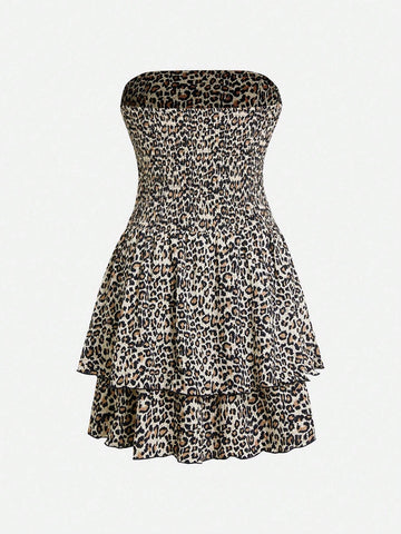 Personality Sweet & Stylish American Leopard Print Tube Dress