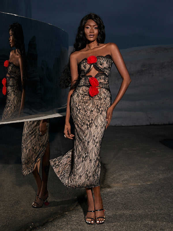 Phoenix Patchwork Flower Lace Dress