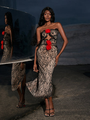 Phoenix Patchwork Flower Lace Dress