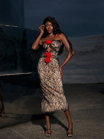 Phoenix Patchwork Flower Lace Dress