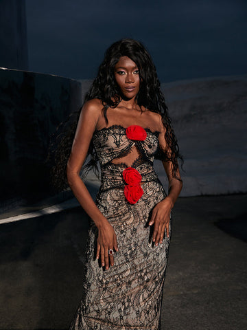 Phoenix Patchwork Flower Lace Dress