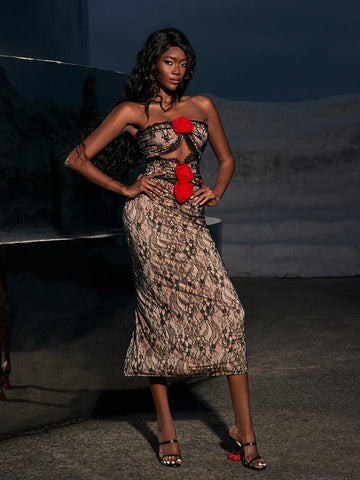 Phoenix Patchwork Flower Lace Dress