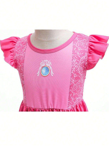 Pink Peach Princess Dress For Girls Kids Summer Clothes Holiday Party Costumes 3-8 Years Children's Birthday Dress