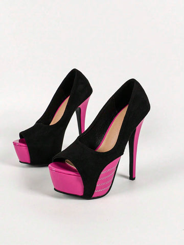 Platform Peep-Toe High Heel Women Shoes, Waterproof