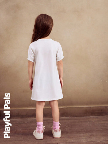 Playful Pals 1 Pc Valentine's Day Young Girls Heart Gradient Print Dress, Cute/Retro/Playful Basic Casual