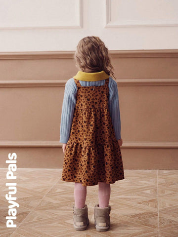 Young Girls Dresses Heart Leopard Print Splicing A-Line Cute/Vintage/Casual/Home/Outdoor Winter/Fall Outfits