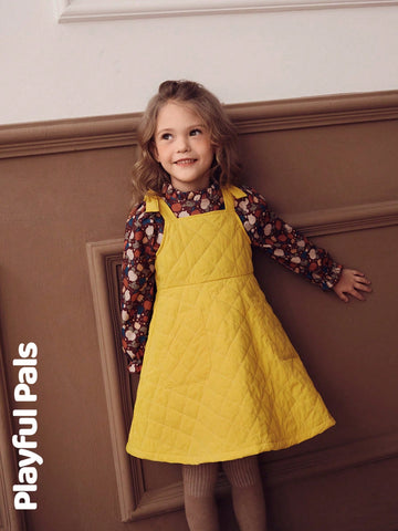 Playful Pals 1 Pc Young Girls Dresses Quilted Thick Fabric A-Line Cute/Vintage/Casual/Home/Outdoor Winter/Fall Outfits