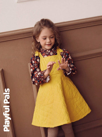 Playful Pals 1 Pc Young Girls Dresses Quilted Thick Fabric A-Line Cute/Vintage/Casual/Home/Outdoor Winter/Fall Outfits