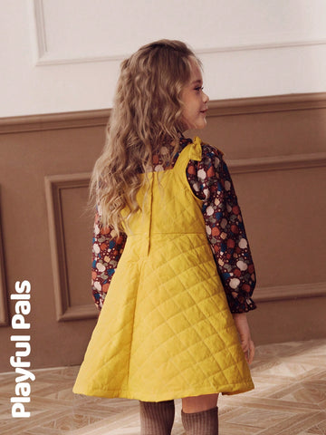 Playful Pals 1 Pc Young Girls Dresses Quilted Thick Fabric A-Line Cute/Vintage/Casual/Home/Outdoor Winter/Fall Outfits