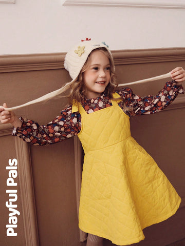 Playful Pals 1 Pc Young Girls Dresses Quilted Thick Fabric A-Line Cute/Vintage/Casual/Home/Outdoor Winter/Fall Outfits