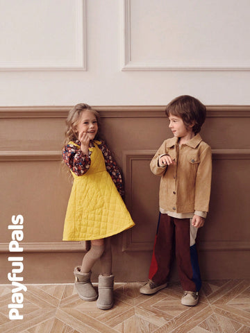 Playful Pals 1 Pc Young Girls Dresses Quilted Thick Fabric A-Line Cute/Vintage/Casual/Home/Outdoor Winter/Fall Outfits