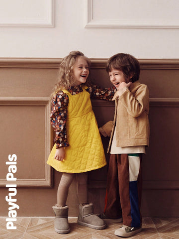 Playful Pals 1 Pc Young Girls Dresses Quilted Thick Fabric A-Line Cute/Vintage/Casual/Home/Outdoor Winter/Fall Outfits