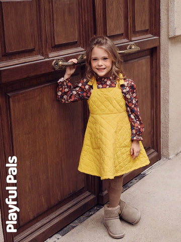 Playful Pals 1 Pc Young Girls Dresses Quilted Thick Fabric A-Line Cute/Vintage/Casual/Home/Outdoor Winter/Fall Outfits