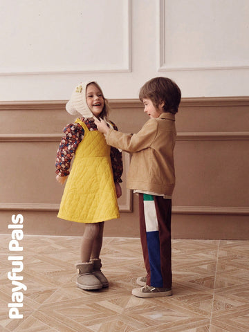 Playful Pals 1 Pc Young Girls Dresses Quilted Thick Fabric A-Line Cute/Vintage/Casual/Home/Outdoor Winter/Fall Outfits