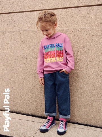 Playful Pals 1 Pc Young Girls Jeans Heart Pocket Basic Casual Cute/Vintage/Casual/Outing Fall/Winter/Spring Suitable For School And Outdoor Play