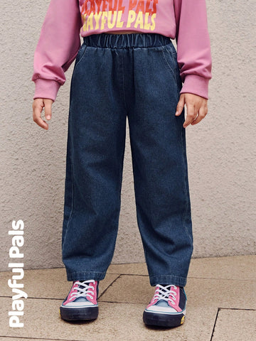Playful Pals 1 Pc Young Girls Jeans Heart Pocket Basic Casual Cute/Vintage/Casual/Outing Fall/Winter/Spring Suitable For School And Outdoor Play